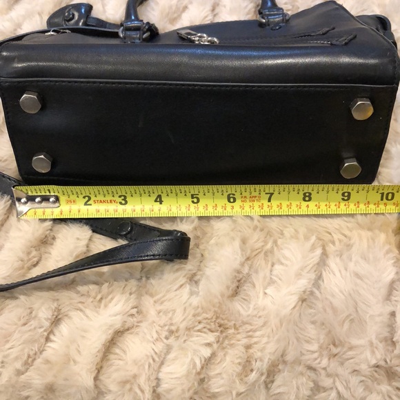 REBECCA MINKOFF Black Leather Two Top Handle Cross Body w Adjustable Strap - Picture 16 of 17